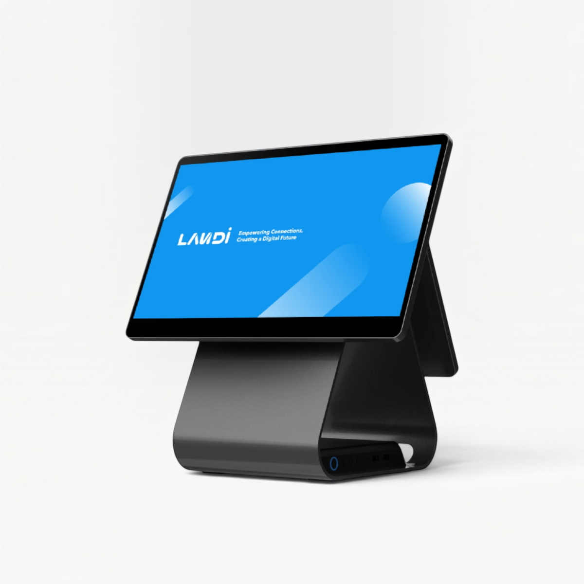 My Store LANDI C20 PRO Android POS machine with a 15.6-inch FHD touchscreen and sleek aluminum triangular stand