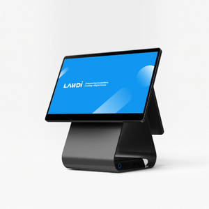 My Store LANDI C20 PRO Android POS machine with a 15.6-inch FHD touchscreen and sleek aluminum triangular stand